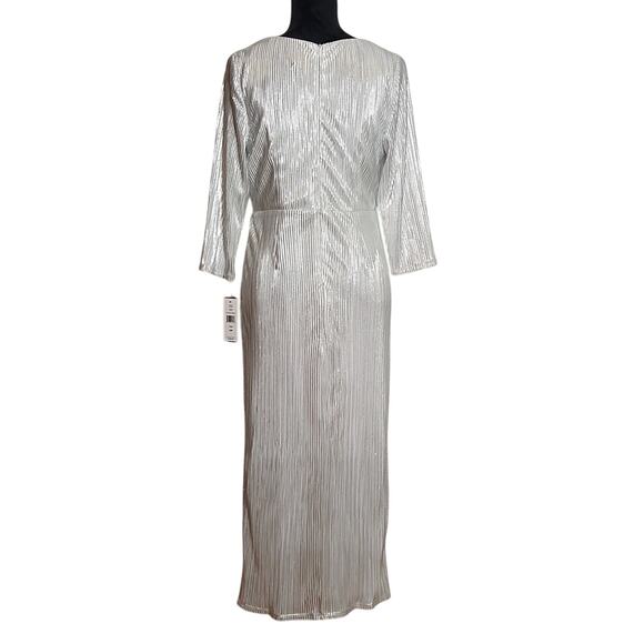 JM STUDIO Silver Metallic Twist Front Dress with Front Slit, Size 10P - Picture 3 of 13